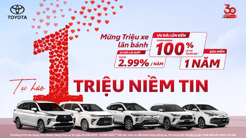 🎉 CHƯƠNG TRÌNH KHUYẾN MÃI THÁNG 8 – SỞ HỮU XE TOYOTA CHÍNH HÃNG CHƯA BAO GIỜ DỄ DÀNG ĐẾN THẾ! 🎉