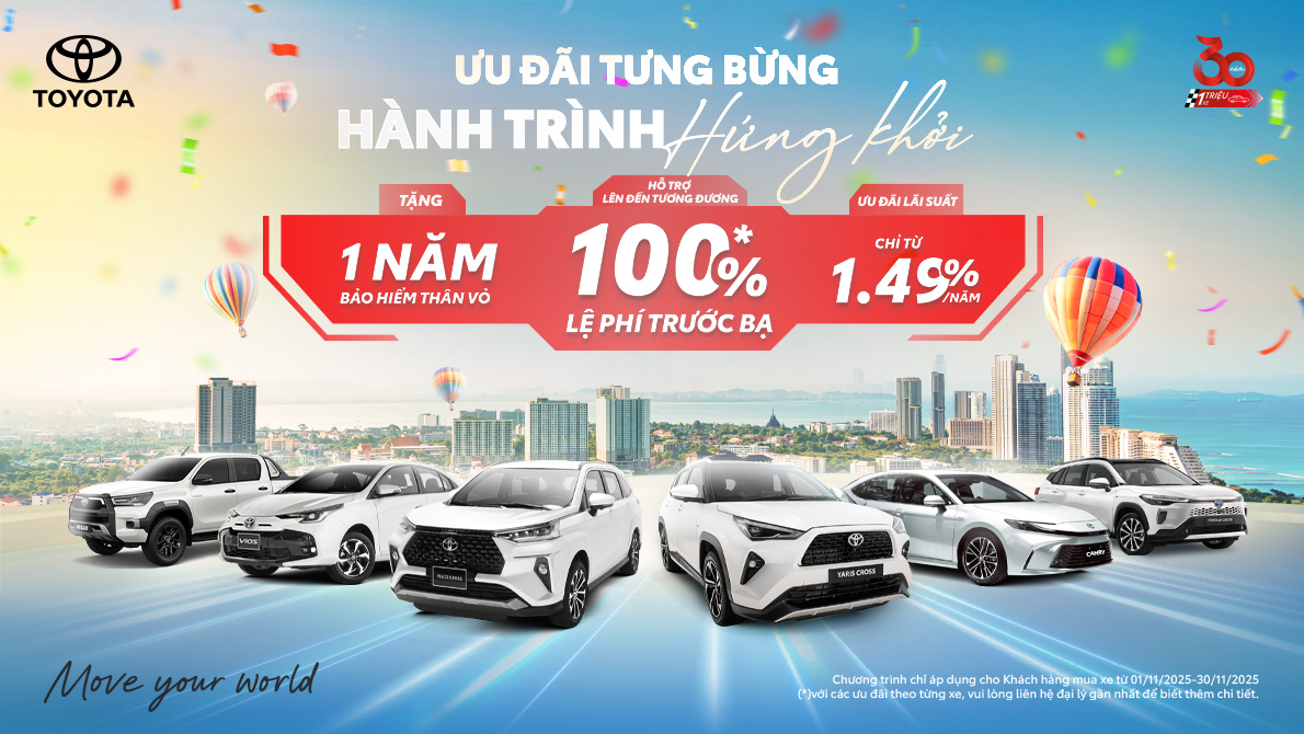 Ưu đãi Toyota tháng 11/2025 tại Toyota Hoàn Kiếm – Cơ hội vàng sở hữu xe mới với hỗ trợ lệ phí trước bạ & lãi suất hấp dẫn