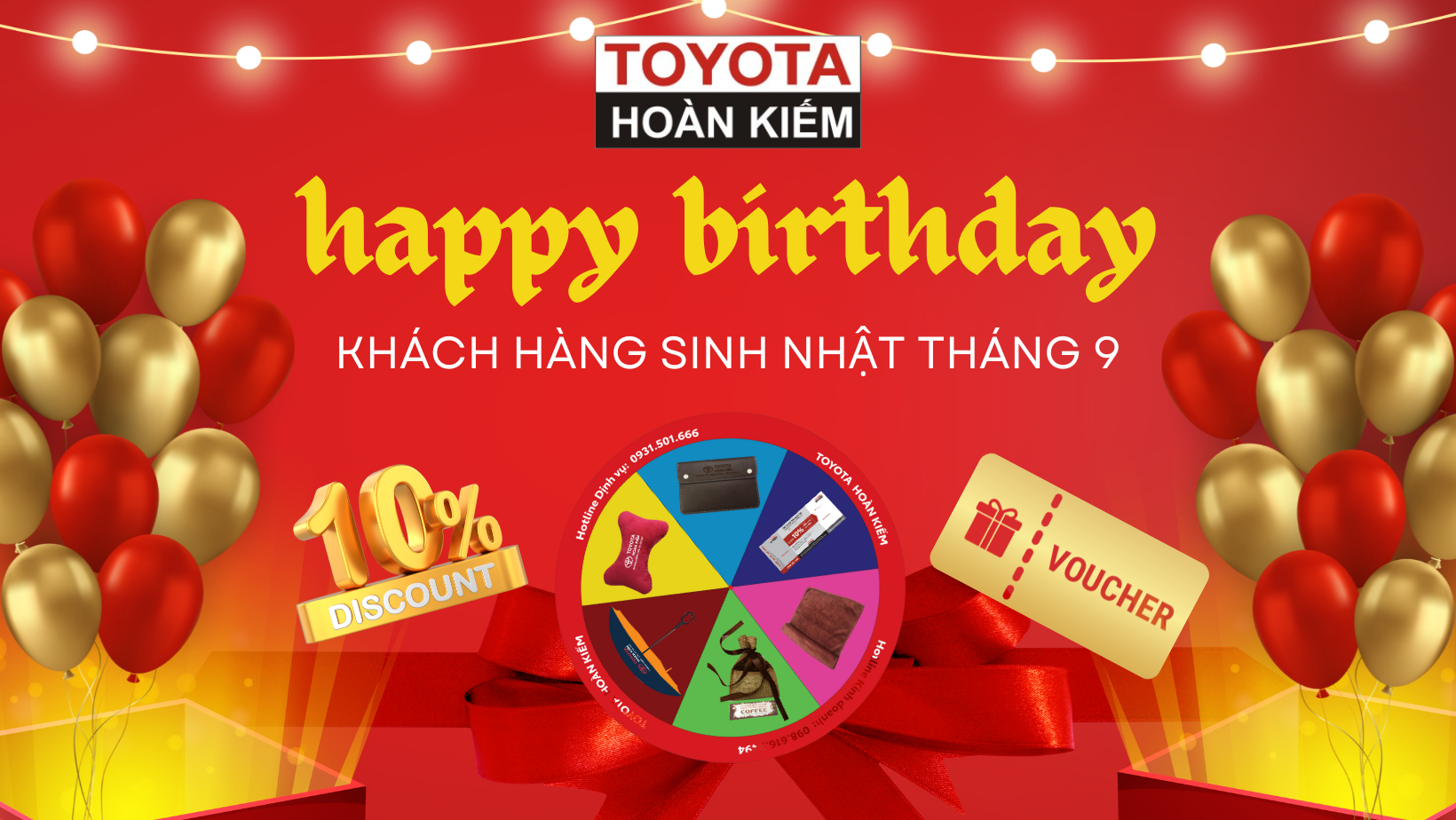 [QUÀ SINH NHẬT] DÀNH CHO KHÁCH HÀNG SINH NHẬT THÁNG 9 TẠI TOYOTA HOÀN KIẾM