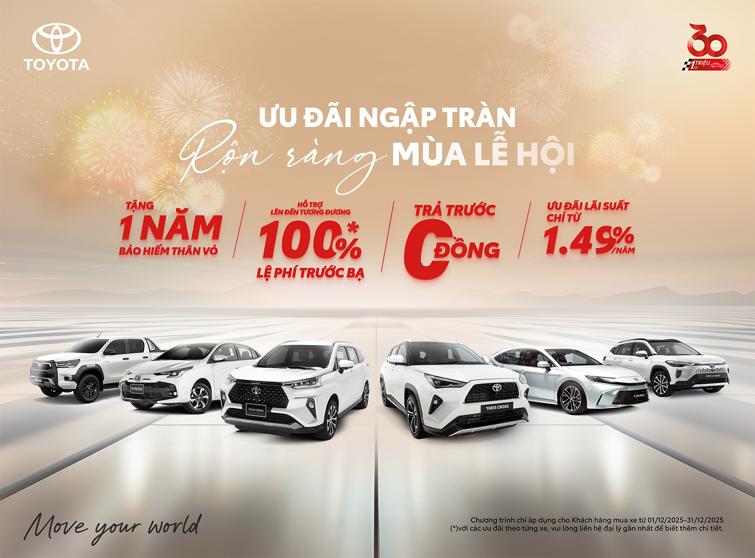 Ưu đãi Toyota tháng 12/2025 tại Toyota Hoàn Kiếm – Cơ hội lăn bánh xe mới cuối năm với hỗ trợ trước bạ & lãi suất siêu tốt